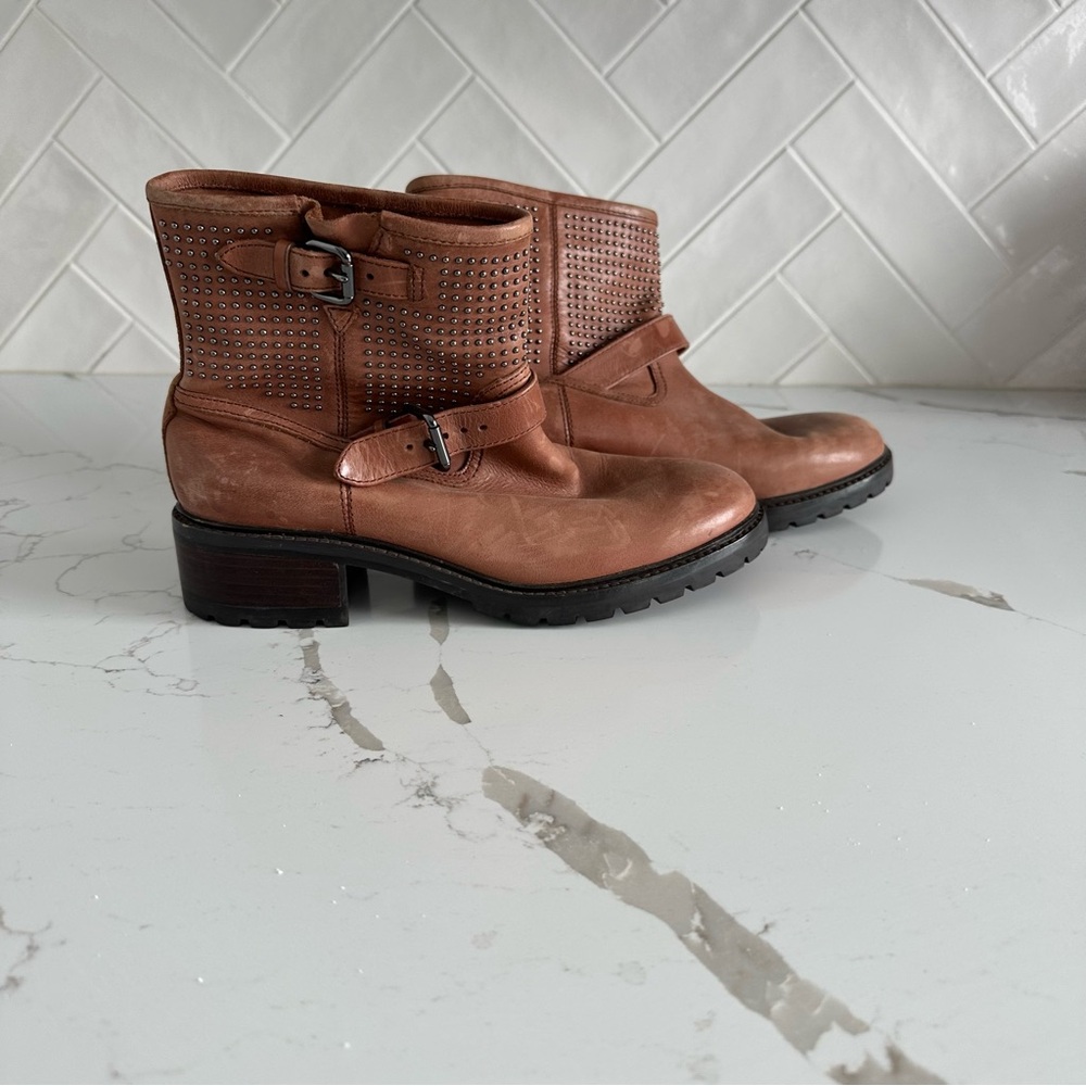 Coach Brown Ankle Boots with Slouchy Style and Block Heel